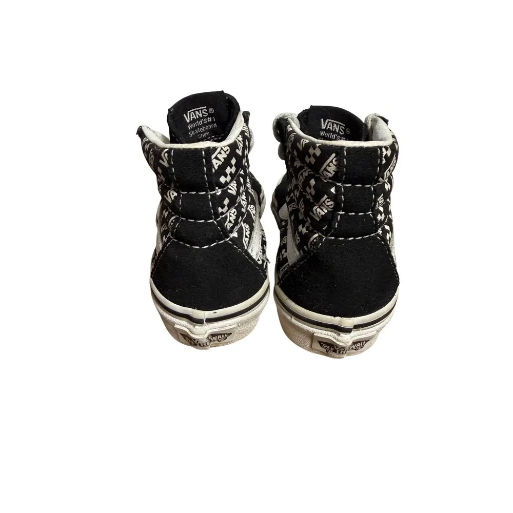 Vans Sk8-Hi Kids Black White‎ Logo Checkerboard High Top Sneakers Size 12.5
